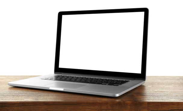 Laptop with black screen on table - Fotó, kép