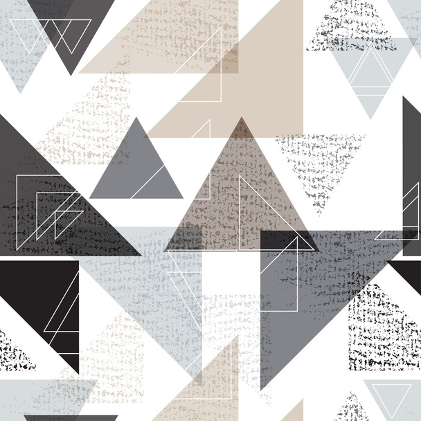 Seamless universal geometric modern pattern. Grunge texture. Triangles. Vector illustration. Abstract geometric shapes - Vecteur, image