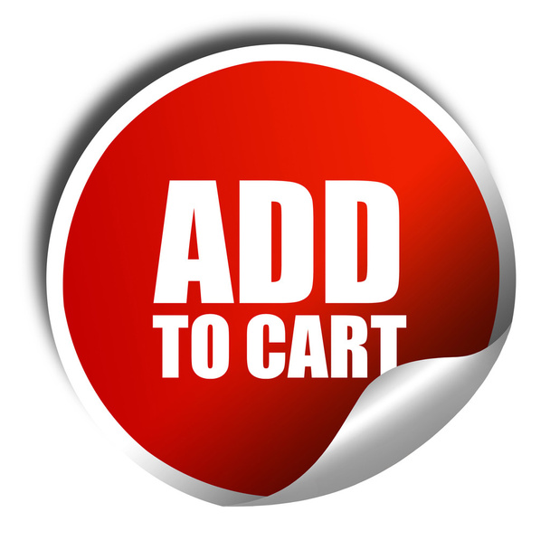add to cart, 3D rendering, red sticker with white text - Fotoğraf, Görsel