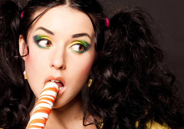 Woman with lollipop - Foto, Imagen