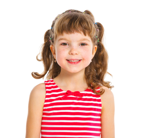χαριτωμένο κοριτσάκι με κόκκινα ρούχα - Φωτογραφία, εικόνα