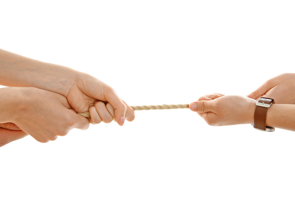 People hands pulling rope  - Photo, image
