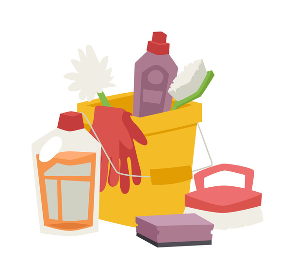 House cleaning hygiene and products flat vector icons set - Vektor, kép