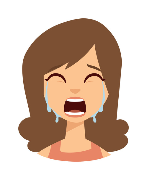 Woman crying vector illustration. - ベクター画像