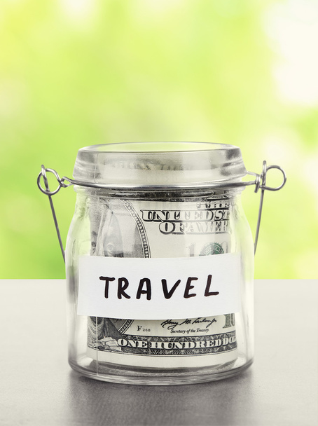 Jar for savings full of banknotes - Foto, afbeelding