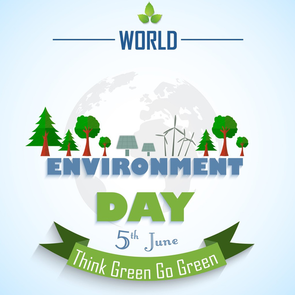 World environment day background with globe and green ribbon - Vector, afbeelding