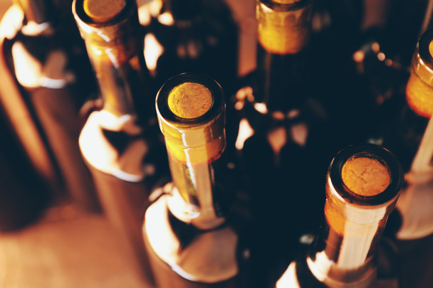 Stacks of wine bottles - Photo, image