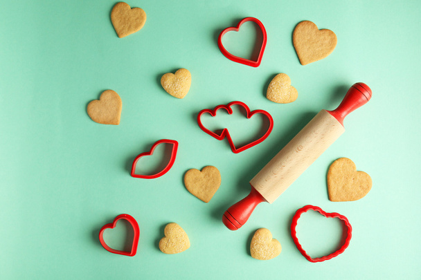 Cookies in heart shape for Valentine's Day  - Φωτογραφία, εικόνα