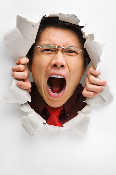 Man screaming from the hole in wall - Photo, image