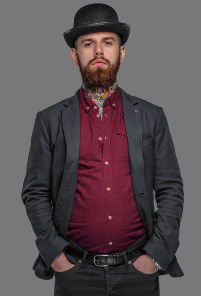 Portrait of tattooed hipster - Foto, afbeelding