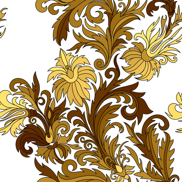 Vector seamless pattern. Hand drawn doodle style fantasy flowers. - Vector, imagen