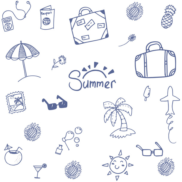 Summer happy holiday doodle - Vektör, Görsel