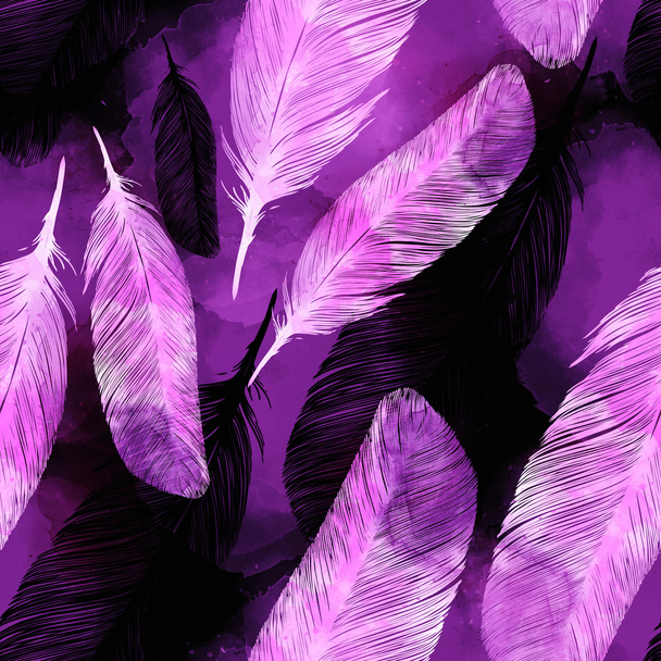 feathers boho. seamless pattern - Foto, Bild
