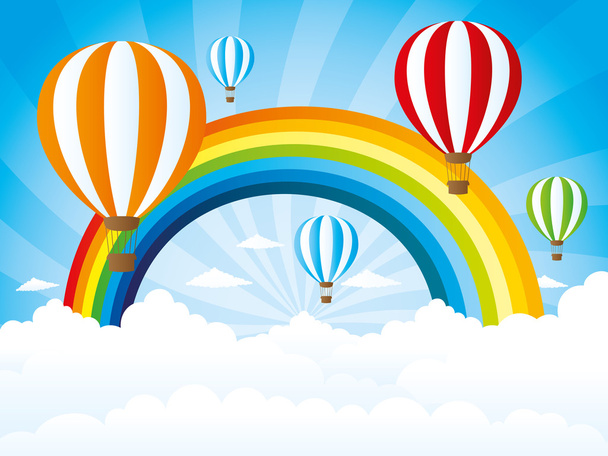 Rainbow and balloons. - Vector, Imagen