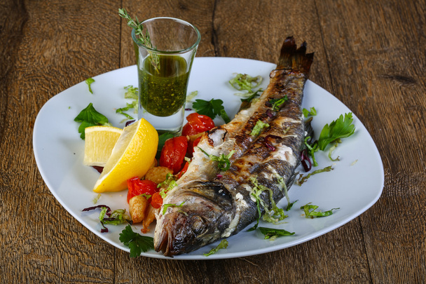 Grilled seabass fish - Fotografie, Obrázek