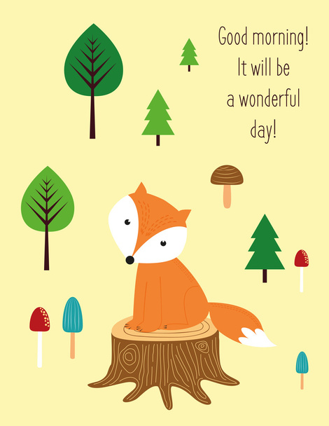 Fox in the forest - Vector, Image