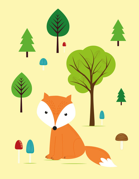 Fox in the forest - ベクター画像