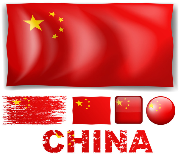 China flag in different design - Vector, Image