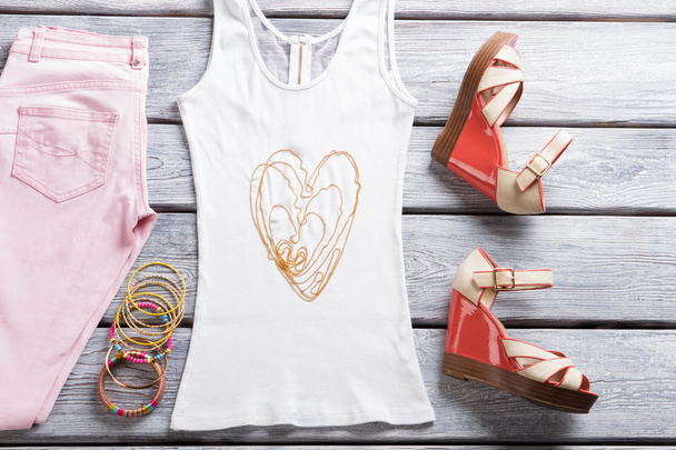 White tank top and bracelets. - Photo, Image