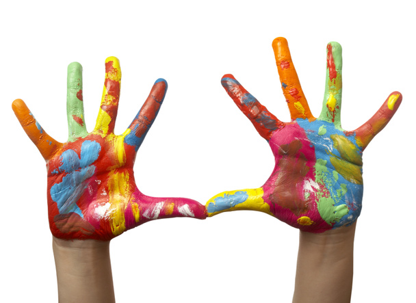 Χρώμα ζωγραφισμένο παιδικό χέρι - Φωτογραφία, εικόνα