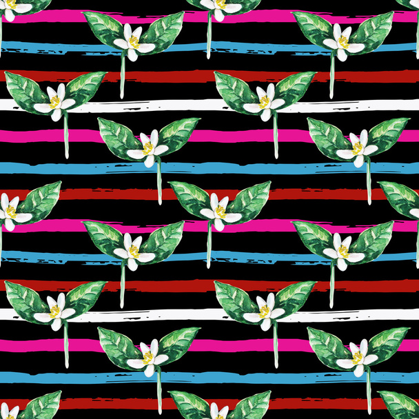 Watercolor flowers seamless pattern in modern style. - Φωτογραφία, εικόνα
