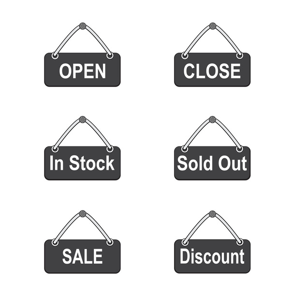 Conjunto de carteles de iconos con apertura y venta
 - Vector, Imagen
