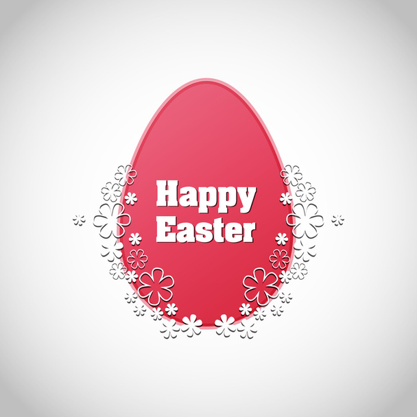 Easter egg with inscription Happy Easter and flowers around it .  - Vector, afbeelding