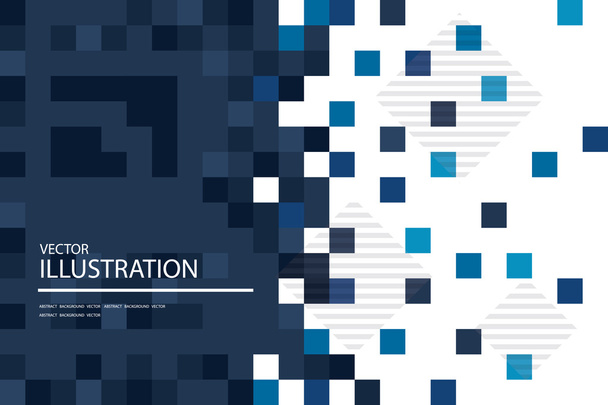 ブルー モザイク、正方形ピクセルの抽象的な背景 - ベクター画像