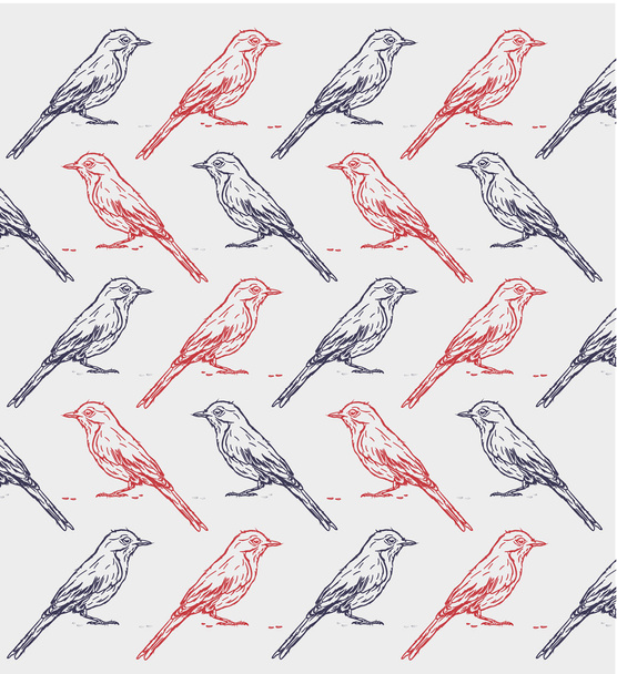 Bird ink pattern - Vektor, obrázek