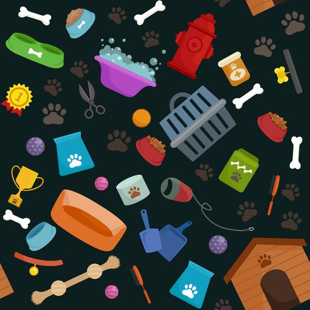 Pet shop, dog goods and supplies, store products for care - Vector, Image