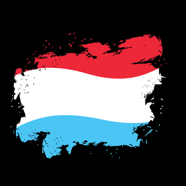 Luxembourg flag grunge style on black background. Brush strokes  - Vektor, kép