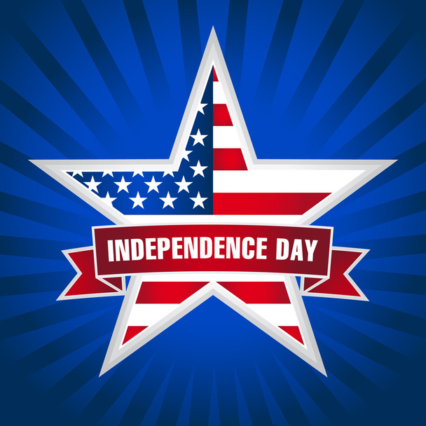 Unabhängigkeitstag USA ein Stern und Band dunkelblau - Vektor, Bild
