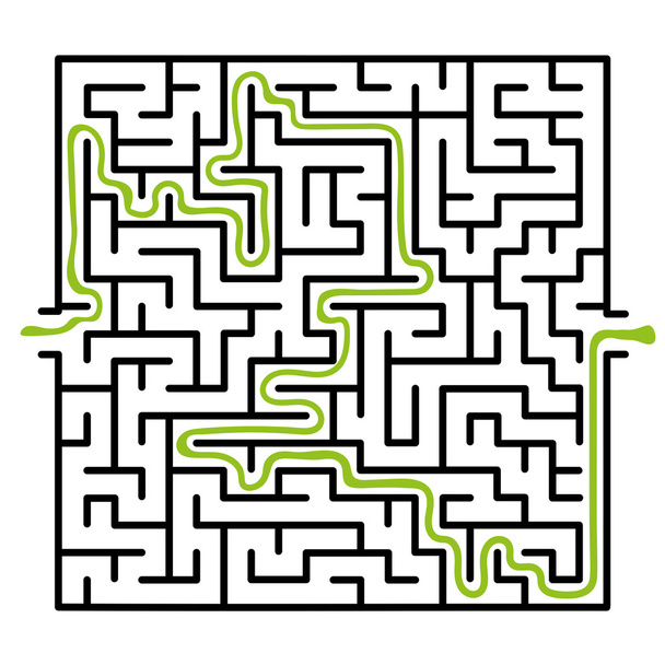 Vector maze, labyrinth illustration with solution. - Vettoriali, immagini