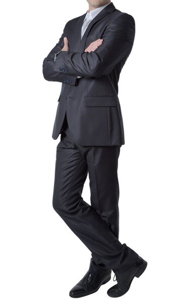Silhouet van zakenman in zwart pak permanent rechte zetten - Foto, afbeelding