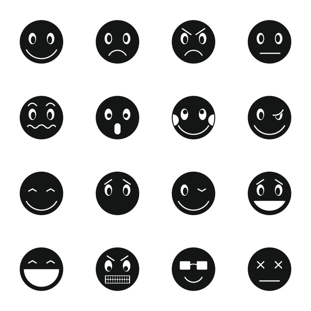 Emoticon icons set, simple style - Vector, Image