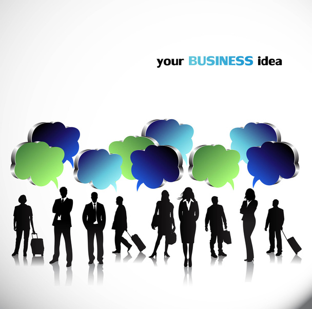 Business people with speech bubbles - Vector, Image