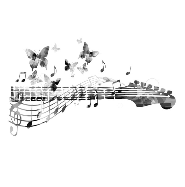 Kytaru hmatník s motýly - Vektor, obrázek
