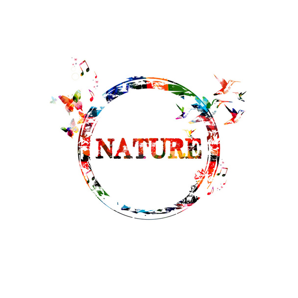 Colorful stamp with text nature. - Vector, Image