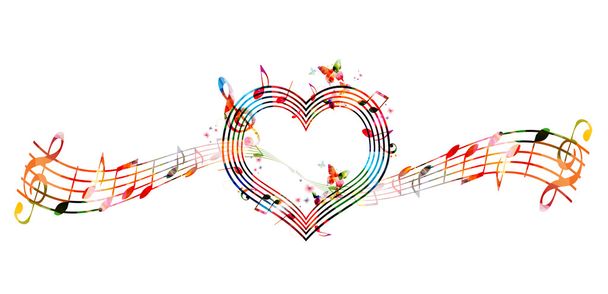 Colorful background with music notes - Vector, imagen