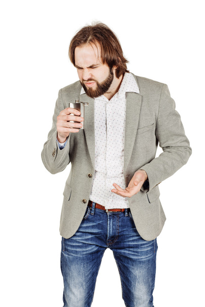 man holding alcohol flask - Фото, зображення