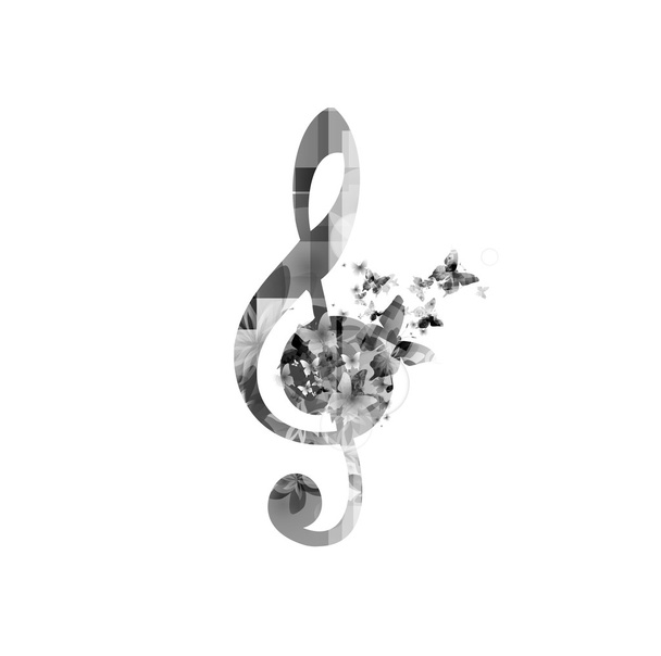 G-clef with butterflies background - Vector, Image