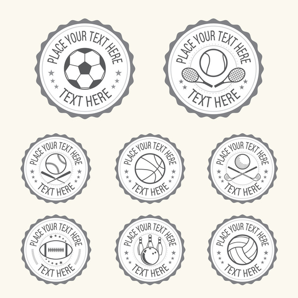 Set verschiedener Sportabzeichen, Etiketten, Embleme, Symbole im Vektor  - Vektor, Bild