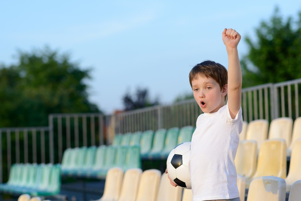 Niño pequeño - fanático del equipo de fútbol
 - - Foto, Imagen
