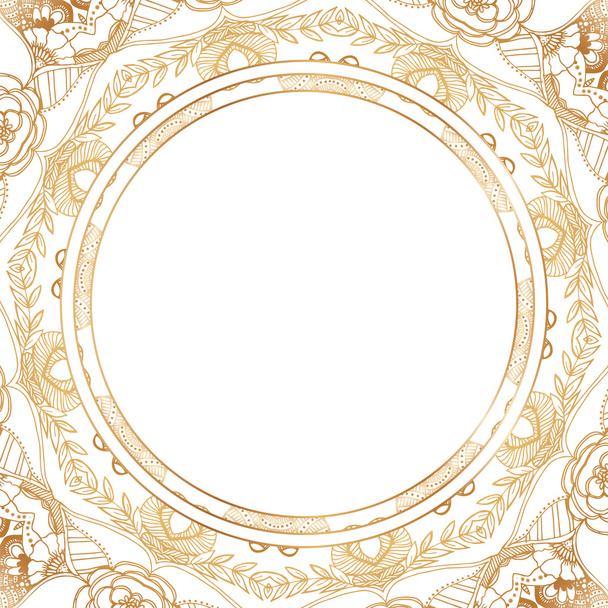 Round lace border frame silhouette - Vector, Imagen