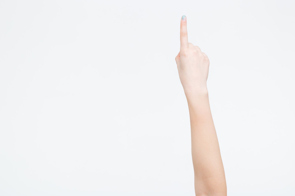 Female hands pointing finger up - Foto, Imagem
