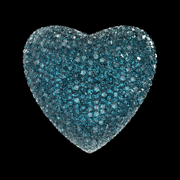 Disco style rendered heart made out of shiny colorful crystals isolated on black Valentines, marriage romance party concept - Fotó, kép
