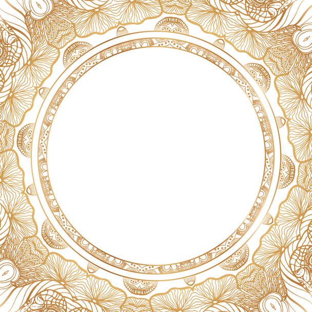 Round lace border frame silhouette - Vector, Image