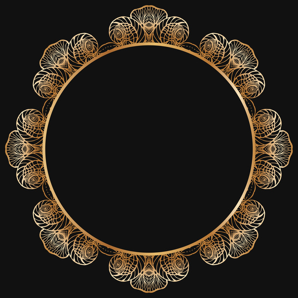 Round lace border frame silhouette - Vector, imagen