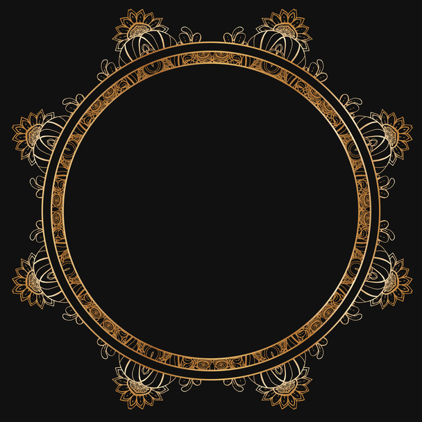 Round lace border frame silhouette - Вектор,изображение