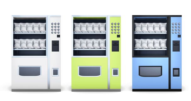 Set von Automaten für den Verkauf von Snacks isoliert auf weißem Hintergrund.  - Foto, Bild